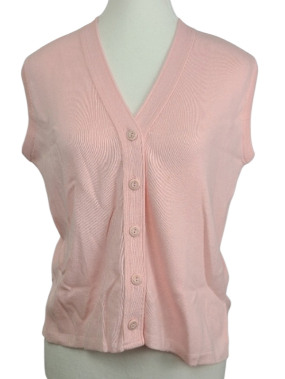 Nine Club Vintage Pink Knit Button-Down Vest Women’s M Preppy Layering Piece